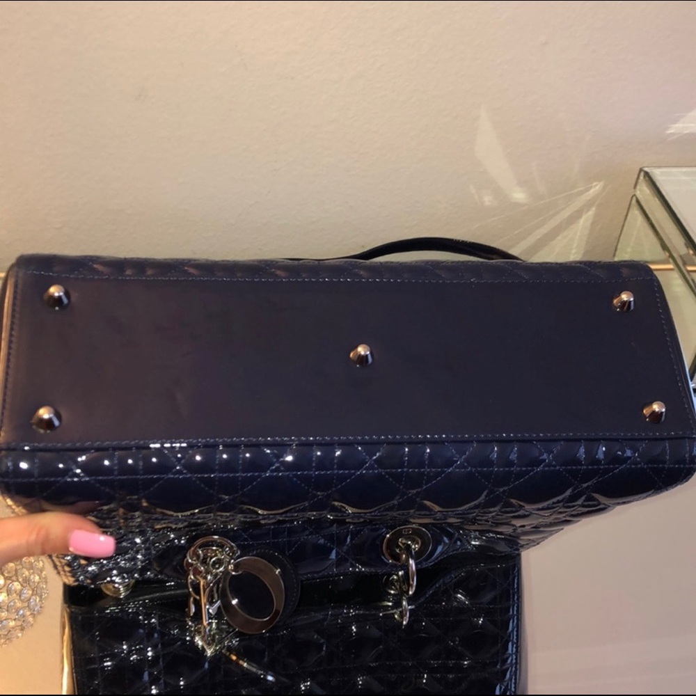Authentic Lady Dior Large Blue Patent - Picture 6 of 8